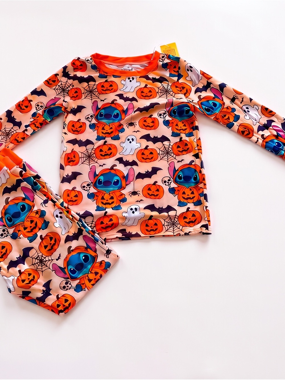 Disney Orange & Blue Stitch Halloween Pajama Set